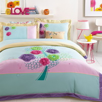 Flower Tree Cyan Bedding Girls Bedding Teen Bedding Luxury Bedding