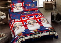 Santa Claus Happy Party Blue Bedding Christmas Bedding Holiday Bedding