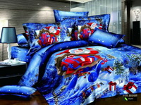 Santa Claus Winter Blue Bedding Christmas Bedding Holiday Bedding
