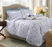 Flowers Everywhere Blue Bedding Set Teen Bedding Dorm Bedding Bedding Collection Gift Idea