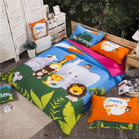 The Animals Party Blue Bedding Set Kids Bedding Duvet Cover Set Gift Idea