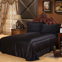 Black Silk Bedding Set Duvet Cover Silk Pillowcase Silk Sheet Luxury Bedding