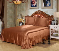 Coffee Silk Bedding Set Duvet Cover Silk Pillowcase Silk Sheet Luxury Bedding
