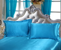 Lake Blue Silk Bedding Set Duvet Cover Silk Pillowcase Silk Sheet Luxury Bedding