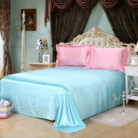 Light Ruby And Water Blue Silk Bedding Set Duvet Cover Silk Pillowcase Silk Sheet Luxury Bedding