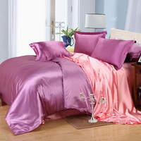 Lilac And Light Ruby Silk Bedding Set Duvet Cover Silk Pillowcase Silk Sheet Luxury Bedding