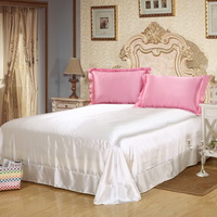 Pink And White Silk Bedding Set Duvet Cover Silk Pillowcase Silk Sheet Luxury Bedding