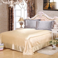 Silver Gray And Camel Silk Bedding Set Duvet Cover Silk Pillowcase Silk Sheet Luxury Bedding