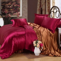 Wine And Coffee Silk Bedding Set Duvet Cover Silk Pillowcase Silk Sheet Luxury Bedding