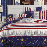 Night Sky Of City Blue Bedding Set Modern Bedding Cheap Bedding Discount Bedding Bed Sheet Pillow Sham Pillowcase Duvet Cover Set