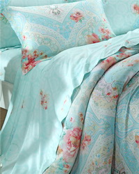 Audrey Blue Bedding Set Girls Bedding Floral Bedding Duvet Cover Pillow Sham Flat Sheet Gift Idea