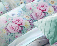 Country Charm Blue Bedding Set Girls Bedding Floral Bedding Duvet Cover Pillow Sham Flat Sheet Gift Idea
