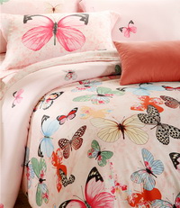 Dancing With Butterflies Pink Bedding Set Girls Bedding Floral Bedding Duvet Cover Pillow Sham Flat Sheet Gift Idea