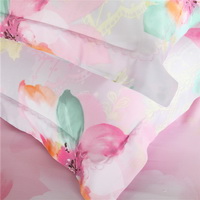 Graceful Flower Pink Bedding Set Girls Bedding Floral Bedding Duvet Cover Pillow Sham Flat Sheet Gift Idea