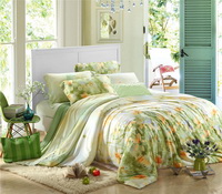 Happy Hour Green Bedding Set Girls Bedding Floral Bedding Duvet Cover Pillow Sham Flat Sheet Gift Idea