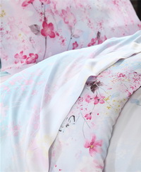 Peach Blossom Pink Bedding Set Girls Bedding Floral Bedding Duvet Cover Pillow Sham Flat Sheet Gift Idea