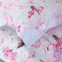 Peach Blossom Pink Bedding Set Girls Bedding Floral Bedding Duvet Cover Pillow Sham Flat Sheet Gift Idea