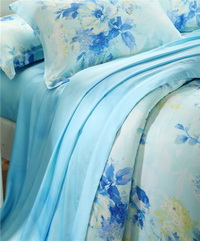 Sky City Blue Bedding Set Girls Bedding Floral Bedding Duvet Cover Pillow Sham Flat Sheet Gift Idea