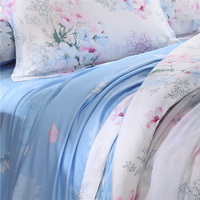 Taste Of Happiness Blue Bedding Set Girls Bedding Floral Bedding Duvet Cover Pillow Sham Flat Sheet Gift Idea