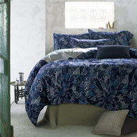 Beth Blue Bedding Set Luxury Bedding Collection Satin Egyptian Cotton Duvet Cover Set