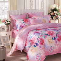 Blooming Flowers Pink Bedding Set Modern Bedding Collection Floral Bedding Stripe And Plaid Bedding Christmas Gift Idea