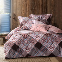 Nicole Tartan Brown Bedding Set Modern Bedding Collection Floral Bedding Stripe And Plaid Bedding Christmas Gift Idea