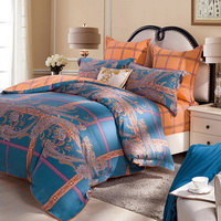 Rika Orange Bedding Set Modern Bedding Collection Floral Bedding Stripe And Plaid Bedding Christmas Gift Idea