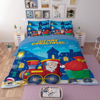 Christmas Small Train Blue Bedding Duvet Cover Set Duvet Cover Pillow Sham Kids Bedding Gift Idea