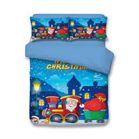 Christmas Small Train Blue Bedding Duvet Cover Set Duvet Cover Pillow Sham Kids Bedding Gift Idea