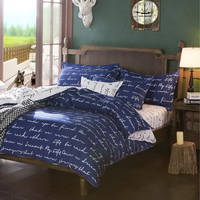 Love Letter Blue Bedding Set Duvet Cover Pillow Sham Flat Sheet Teen Kids Boys Girls Bedding