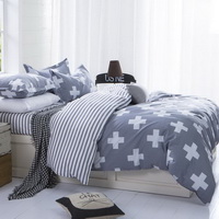 Plus Signs Grey Bedding Set Duvet Cover Pillow Sham Flat Sheet Teen Kids Boys Girls Bedding