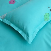 Smiling Face Green Bedding Set Duvet Cover Pillow Sham Flat Sheet Teen Kids Boys Girls Bedding