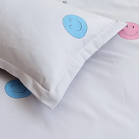 Smiling Face Grey Bedding Set Duvet Cover Pillow Sham Flat Sheet Teen Kids Boys Girls Bedding