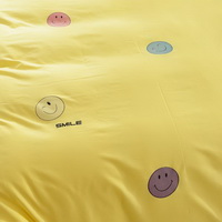 Smiling Face Yellow Bedding Set Duvet Cover Pillow Sham Flat Sheet Teen Kids Boys Girls Bedding