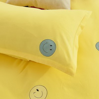Smiling Face Yellow Bedding Set Duvet Cover Pillow Sham Flat Sheet Teen Kids Boys Girls Bedding
