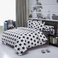 Stars Black White Bedding Set Duvet Cover Pillow Sham Flat Sheet Teen Kids Boys Girls Bedding