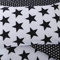 Stars Black White Bedding Set Duvet Cover Pillow Sham Flat Sheet Teen Kids Boys Girls Bedding