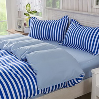 Stripes Blue Bedding Set Duvet Cover Pillow Sham Flat Sheet Teen Kids Boys Girls Bedding