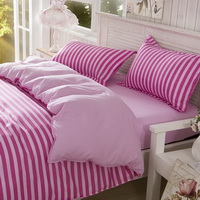 Stripes Pink Bedding Set Duvet Cover Pillow Sham Flat Sheet Teen Kids Boys Girls Bedding