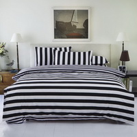 Stripes White Black Bedding Set Duvet Cover Pillow Sham Flat Sheet Teen Kids Boys Girls Bedding