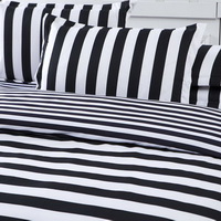 Stripes White Black Bedding Set Duvet Cover Pillow Sham Flat Sheet Teen Kids Boys Girls Bedding