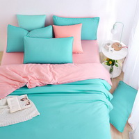 Coral Cyan Bedding Set Duvet Cover Pillow Sham Flat Sheet Teen Kids Boys Girls Bedding