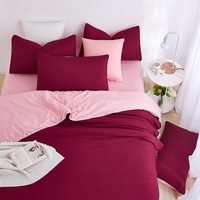 Coral Wine Bedding Set Duvet Cover Pillow Sham Flat Sheet Teen Kids Boys Girls Bedding
