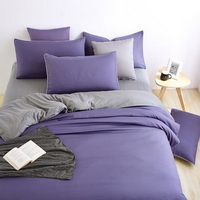 Grey Dark Purple Bedding Set Duvet Cover Pillow Sham Flat Sheet Teen Kids Boys Girls Bedding