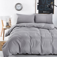 Solid Grey Bedding Set Duvet Cover Pillow Sham Flat Sheet Teen Kids Boys Girls Bedding