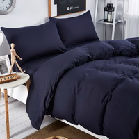 Solid Navy Blue Bedding Set Duvet Cover Pillow Sham Flat Sheet Teen Kids Boys Girls Bedding