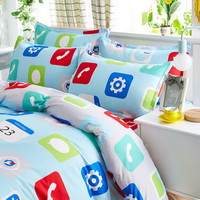 App Blue Bedding Set Duvet Cover Pillow Sham Flat Sheet Teen Kids Boys Girls Bedding