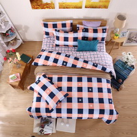Gingham And Stars Orange Bedding Set Duvet Cover Pillow Sham Flat Sheet Teen Kids Boys Girls Bedding