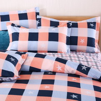 Gingham And Stars Orange Bedding Set Duvet Cover Pillow Sham Flat Sheet Teen Kids Boys Girls Bedding