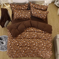 Hearts Brown Bedding Set Duvet Cover Pillow Sham Flat Sheet Teen Kids Boys Girls Bedding
